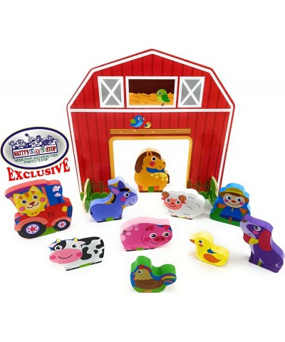 Deluxe Wood Chunky Farm and Zoo Animal Playsets Gift Set Bundle - 2 Pack (11pcs Each 22pcs Total) $57.66 Play Figure Playsets