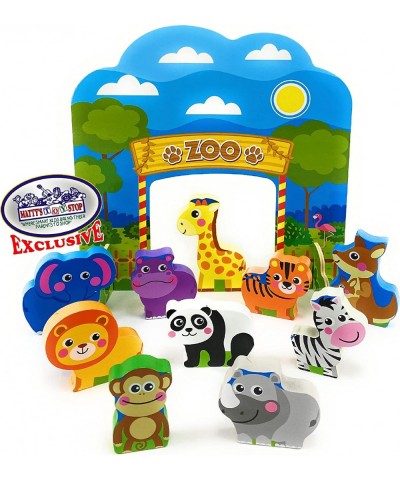 Deluxe Wood Chunky Farm and Zoo Animal Playsets Gift Set Bundle - 2 Pack (11pcs Each 22pcs Total) $57.66 Play Figure Playsets