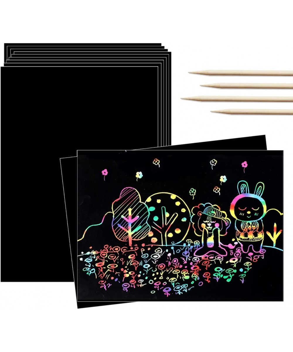 Scratch Art Rainbow Paper 36 Sheets Colorful Magic Papers Black Scratch it Off Art Crafts Notes Boards with 4 Scratch Pen for...