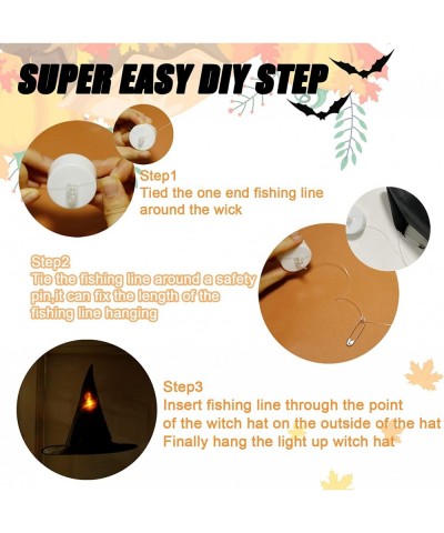 Halloween Black Witch Hats DIY Floating Light up Witch Hats with Tea Lights 3D Bats Wall Decorations Halloween Costume Witch ...