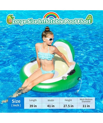 Inflatable Pool Float Large 43" Beach Lounge Floating Chair with Headrest Lake & River Rafts with GRAP Rope Swimming Pool Ham...