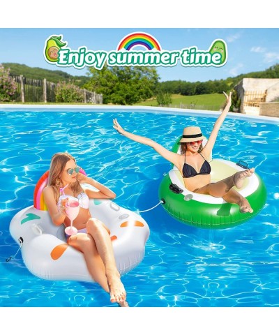 Inflatable Pool Float Large 43" Beach Lounge Floating Chair with Headrest Lake & River Rafts with GRAP Rope Swimming Pool Ham...