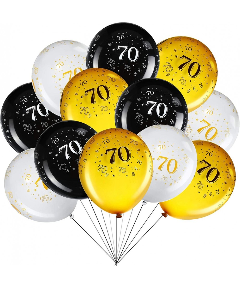 45 Pieces 12 Inch 70th Birthday Party Balloons Seventy Anniversary Party Decoration White Gold Black Theme Party Balloon for ...