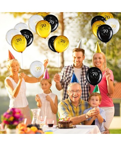 45 Pieces 12 Inch 70th Birthday Party Balloons Seventy Anniversary Party Decoration White Gold Black Theme Party Balloon for ...