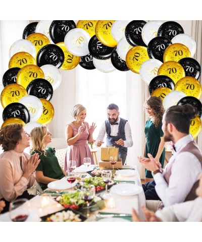 45 Pieces 12 Inch 70th Birthday Party Balloons Seventy Anniversary Party Decoration White Gold Black Theme Party Balloon for ...