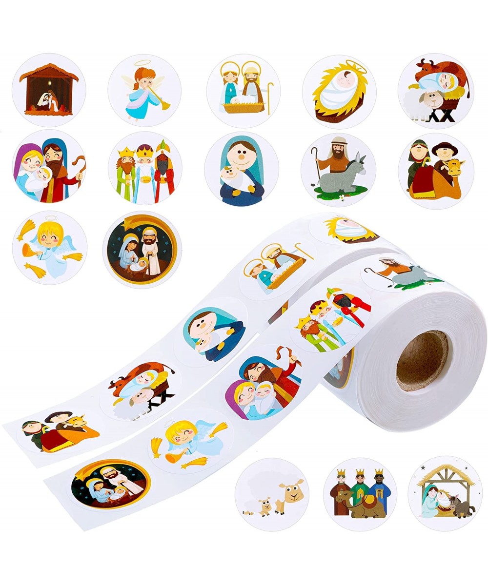 1200 Pieces 2 Rolls Nativity Scene Sticker Christmas Religious Stickers Christian Jesus Stickers Xmas Theme Sticker for Kids ...