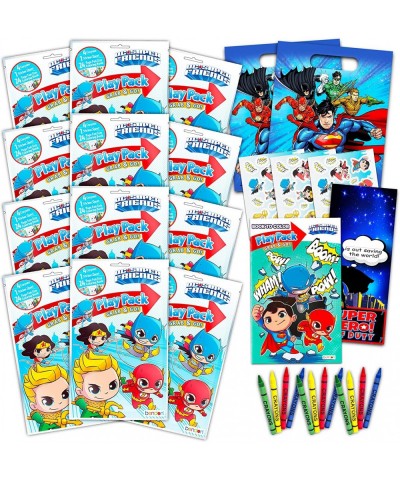 DC Super Hero Party Favors Bundle - 12 Play Packs with Coloring Books Stickers Featuring Batman Superman Wonder Woman Flash a...