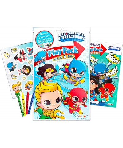 DC Super Hero Party Favors Bundle - 12 Play Packs with Coloring Books Stickers Featuring Batman Superman Wonder Woman Flash a...