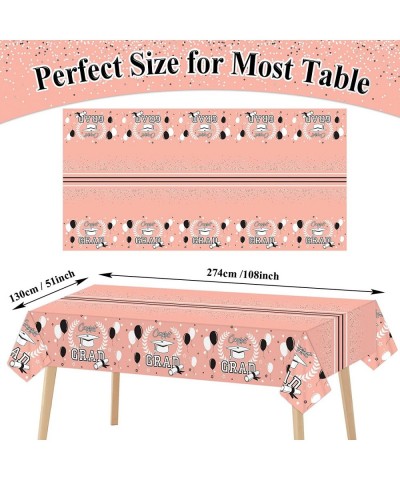 1 Piece Rose Gold Graduation Party Decorations Congrats Grad Tablecloth Class of 2022 Themed Plastic Tablecover for Graduatio...