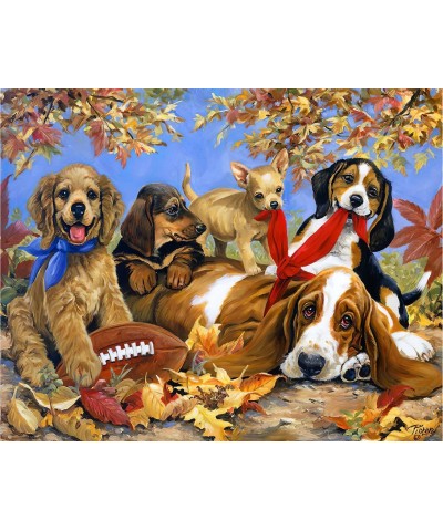 1000 Pieces Jigsaw Puzzle for Adults.Cute Puppy and Rugby Puzzles. Entertainment Wooden Puzzle Toy. Artwork Collectibles Mode...