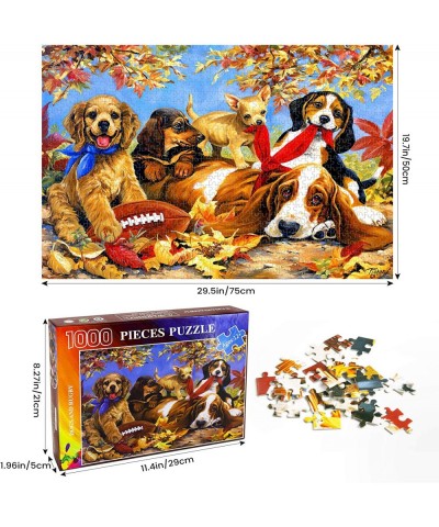 1000 Pieces Jigsaw Puzzle for Adults.Cute Puppy and Rugby Puzzles. Entertainment Wooden Puzzle Toy. Artwork Collectibles Mode...