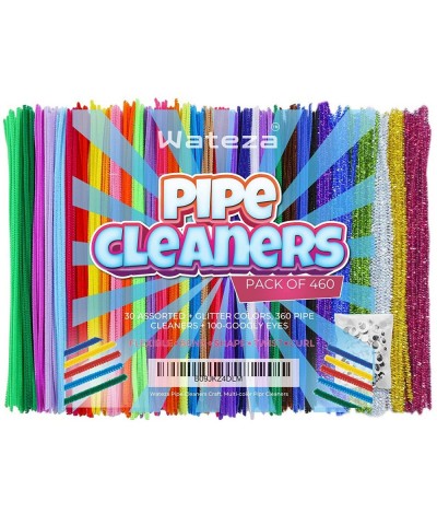 [Pack of 460] 360 Pipe Cleaners+100 Googly Eyes | Vibrant Assorted 30 Colors of Craft Chenille Stems - Multicolor Pipe Cleane...