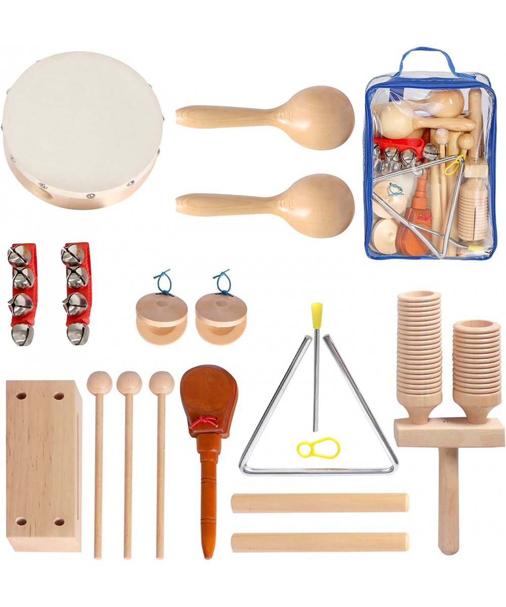 Kids Musical Instruments Set 13 PCS Rhythm & Music Educational Toys STEM Toys for Toddlers & Kids 9 Types Wooden Percussion I...