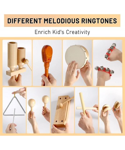 Kids Musical Instruments Set 13 PCS Rhythm & Music Educational Toys STEM Toys for Toddlers & Kids 9 Types Wooden Percussion I...