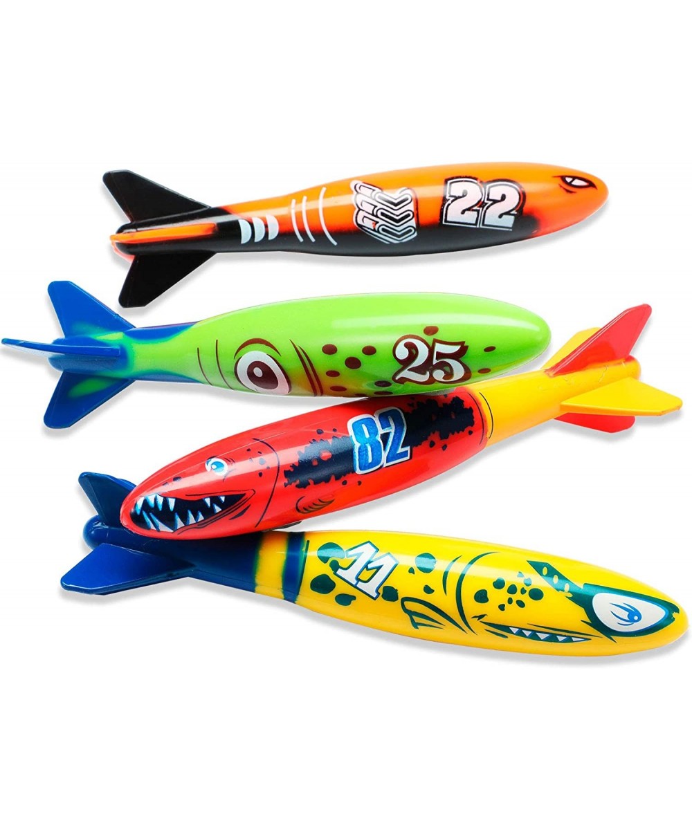 4 Piece Dive Torpedo Bandits Pool Toys Underwater Diving Torpedo Bandits Water Games Training Gift Set for Boys Girls Ages 5 ...