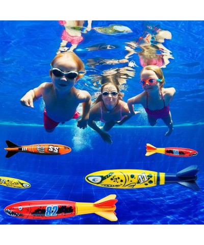 4 Piece Dive Torpedo Bandits Pool Toys Underwater Diving Torpedo Bandits Water Games Training Gift Set for Boys Girls Ages 5 ...