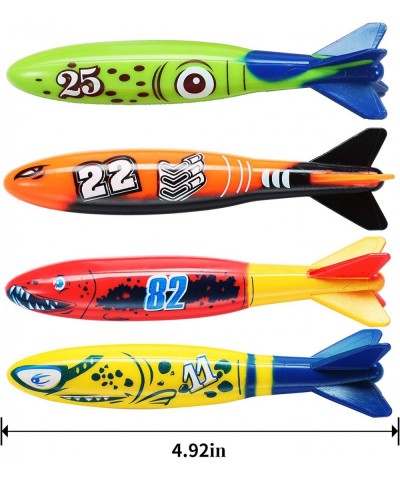 4 Piece Dive Torpedo Bandits Pool Toys Underwater Diving Torpedo Bandits Water Games Training Gift Set for Boys Girls Ages 5 ...