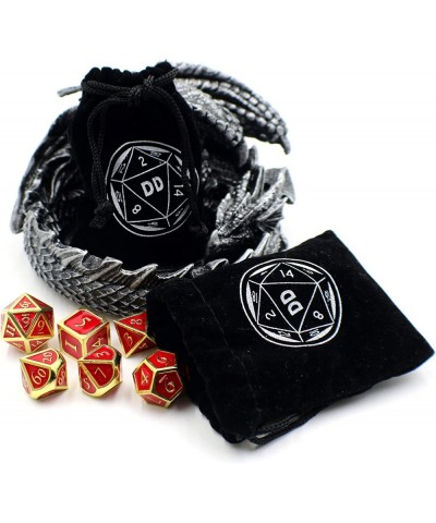 Sleeping Dragon Dice Tray with Metal DND Die Set and Crystals (Blue) $93.53 Game Accessories