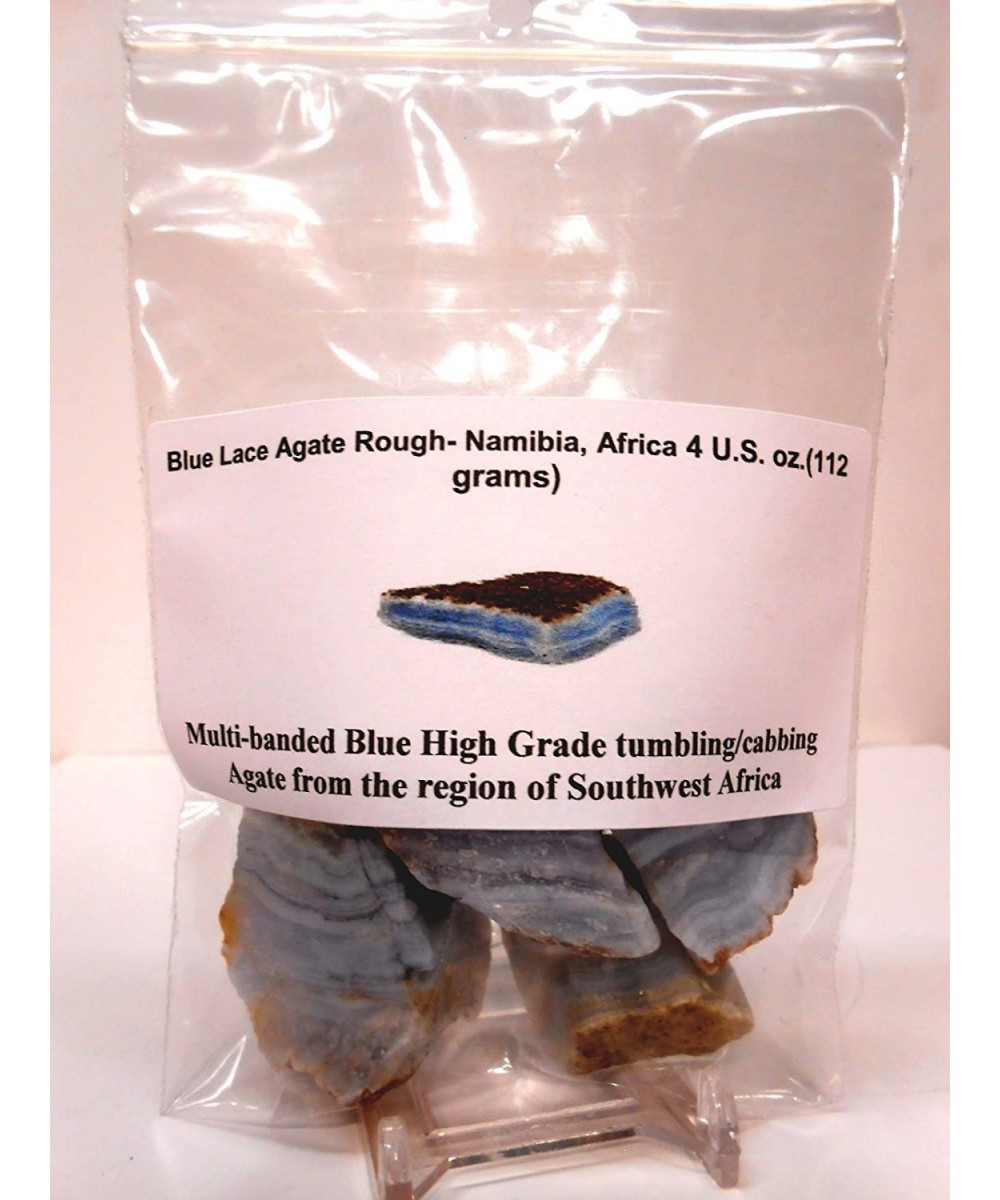 Rock Tumbler Gem Refill Kit - Namibia Africa Blue Lace Agate Rough Bold Banding 4 oz $41.00 Kids' Rock Tumblers