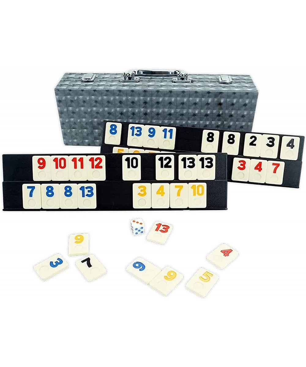 106 Rummy Tile Game Colored Rummy Game with 4 Durable Trays and Leather Box for Kids and Family $39.51 Domino & Tile Games