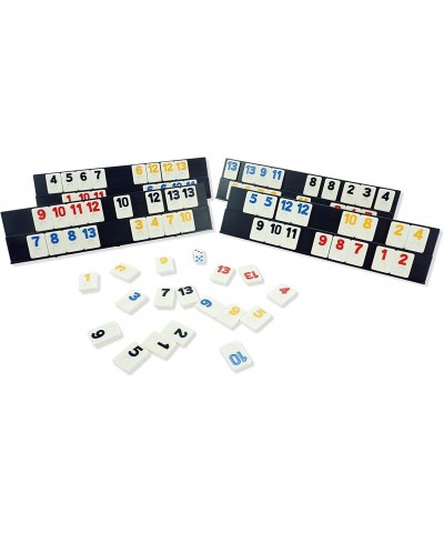 106 Rummy Tile Game Colored Rummy Game with 4 Durable Trays and Leather Box for Kids and Family $39.51 Domino & Tile Games