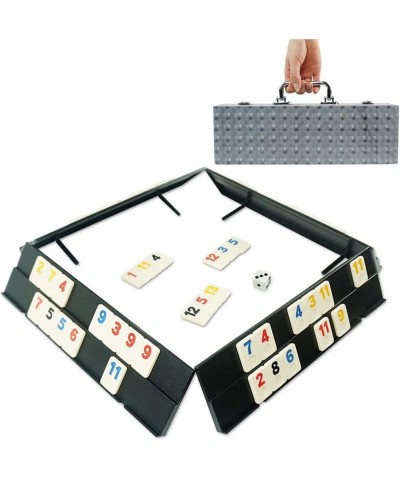 106 Rummy Tile Game Colored Rummy Game with 4 Durable Trays and Leather Box for Kids and Family $39.51 Domino & Tile Games