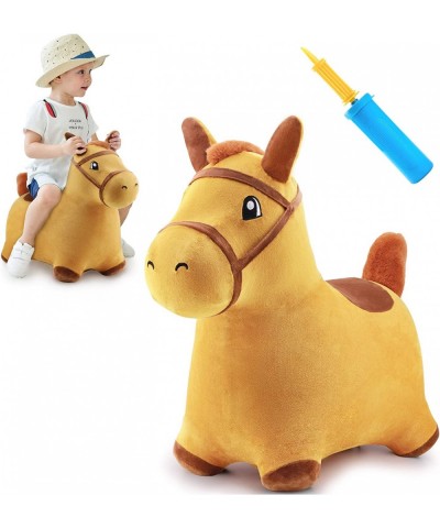 Bouncy Pals Yellow Hopping Horse Outdoor Ride on Bouncy Animal Play Toys Inflatable Hopper Plush Covered W/ Pump Birthday Gif...