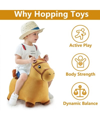 Bouncy Pals Yellow Hopping Horse Outdoor Ride on Bouncy Animal Play Toys Inflatable Hopper Plush Covered W/ Pump Birthday Gif...