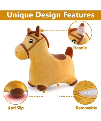 Bouncy Pals Yellow Hopping Horse Outdoor Ride on Bouncy Animal Play Toys Inflatable Hopper Plush Covered W/ Pump Birthday Gif...