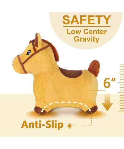 Bouncy Pals Yellow Hopping Horse Outdoor Ride on Bouncy Animal Play Toys Inflatable Hopper Plush Covered W/ Pump Birthday Gif...