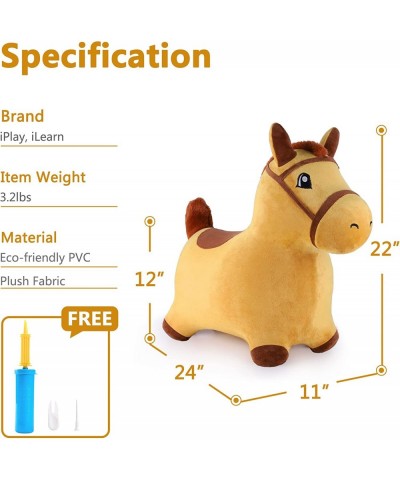 Bouncy Pals Yellow Hopping Horse Outdoor Ride on Bouncy Animal Play Toys Inflatable Hopper Plush Covered W/ Pump Birthday Gif...