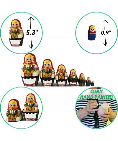 Classic Matryoshka Russian Nesting Dolls 7 Pieces Garden Theme for Farmhouse Decor $59.77 Nesting Dolls