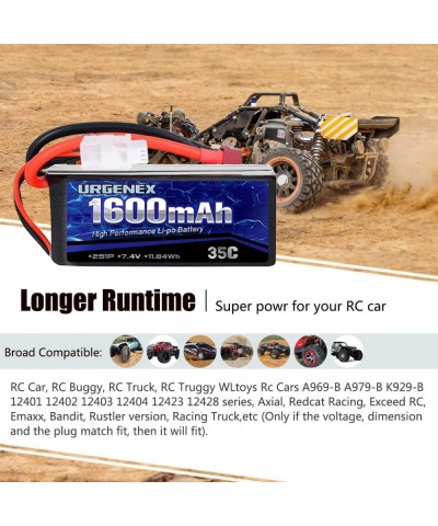 2S Lipo Battery 7.4v 1600mah RC Lipo Batteries 11.84Wh 35C with Deans T Plug Campatibal with WLtoys HB101/HM101/HM103/HM121/H...