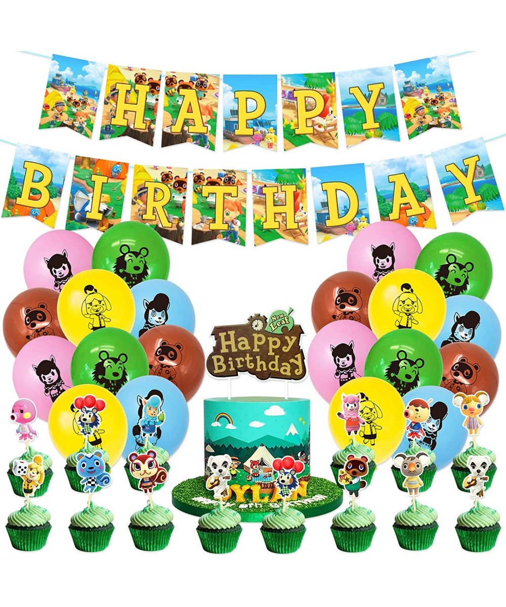 Animal Crossing Birthday Party Supplies 46PCS Video Forest Game Theme Party Decorations Including 20PCS Latex Balloons 1PC Ha...