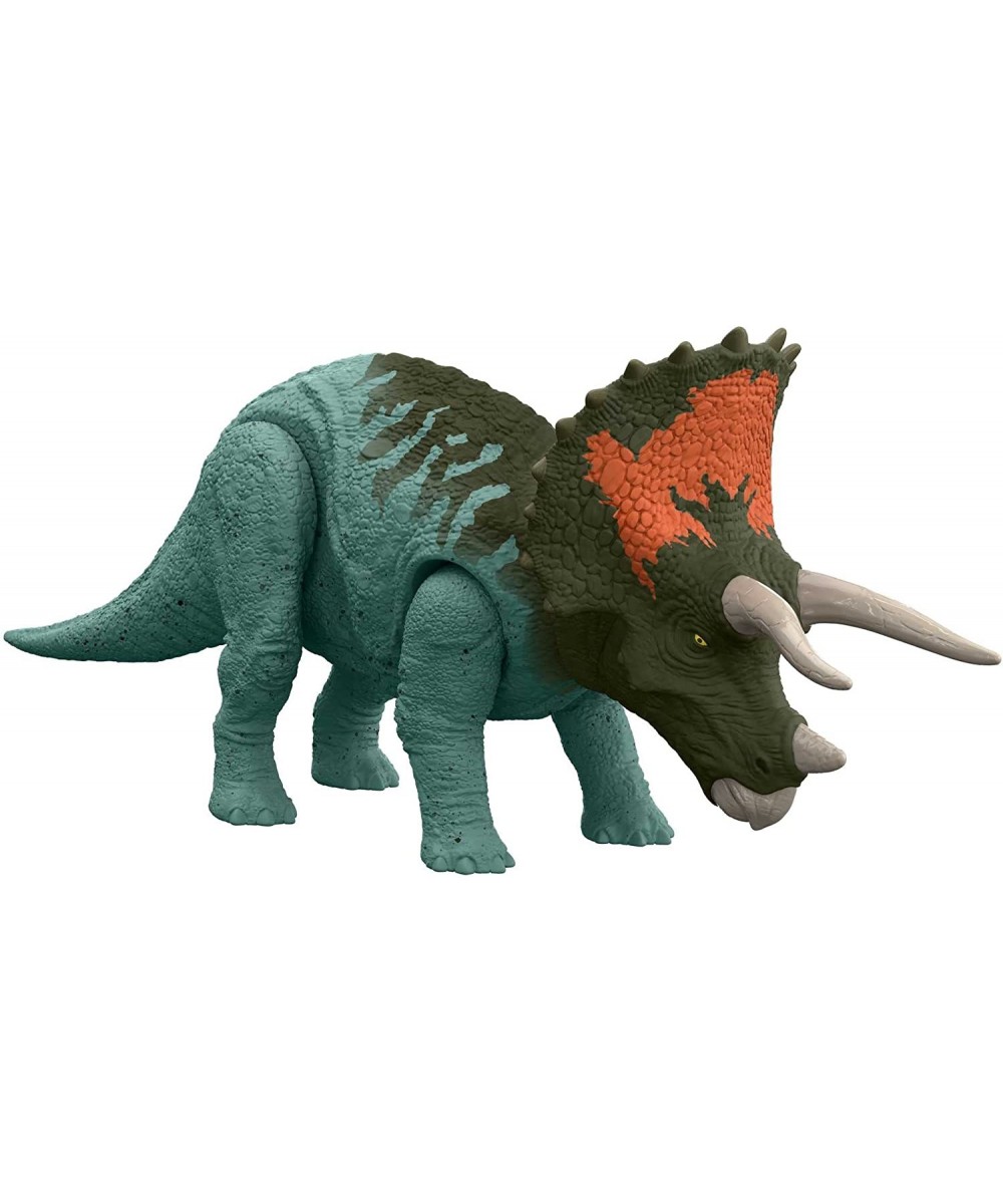 Jurassic World Dominion Roar Strikers Triceratops Dinosaur Action Figure with Motion and Sound Toy Gift with Physical and Dig...