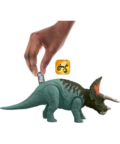 Jurassic World Dominion Roar Strikers Triceratops Dinosaur Action Figure with Motion and Sound Toy Gift with Physical and Dig...