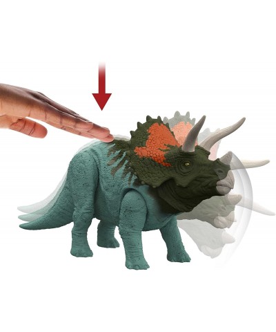 Jurassic World Dominion Roar Strikers Triceratops Dinosaur Action Figure with Motion and Sound Toy Gift with Physical and Dig...