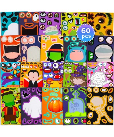 60 Pieces Halloween Craft Stickers Make a Face Stickers Make Your Own Halloween Characters for Kids Mix Ghost Vampire Witch C...