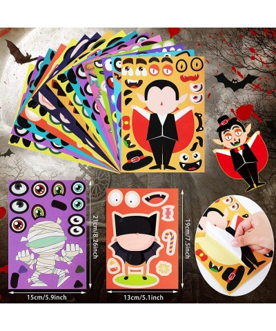 60 Pieces Halloween Craft Stickers Make a Face Stickers Make Your Own Halloween Characters for Kids Mix Ghost Vampire Witch C...