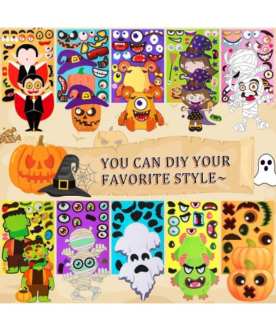 60 Pieces Halloween Craft Stickers Make a Face Stickers Make Your Own Halloween Characters for Kids Mix Ghost Vampire Witch C...