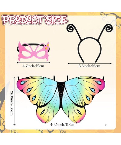 18 Pcs Kids Butterfly Wings Costume for Girls with Antenna Headband Dress up Mask Fairy Butterfly Costume Butterfly Cape for ...