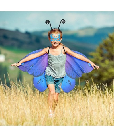 18 Pcs Kids Butterfly Wings Costume for Girls with Antenna Headband Dress up Mask Fairy Butterfly Costume Butterfly Cape for ...