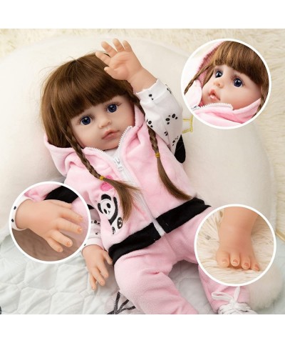 Reborn Baby Dolls Girls 17 Inch Opened Blue Eyes Lifelike Reborn Toddler Girl Doll with Small Toy and Doll Accessories Full B...