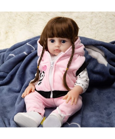 Reborn Baby Dolls Girls 17 Inch Opened Blue Eyes Lifelike Reborn Toddler Girl Doll with Small Toy and Doll Accessories Full B...