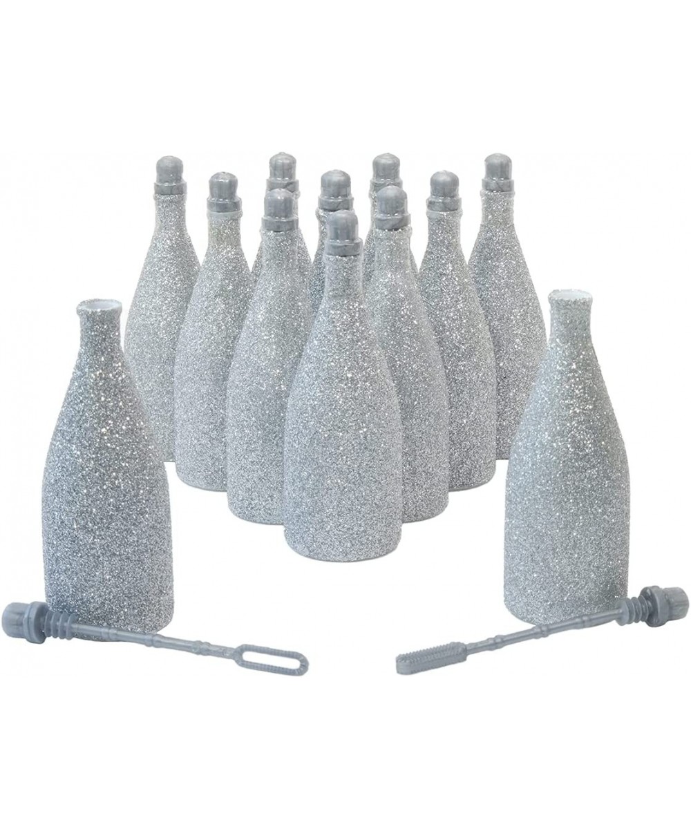 Wedding Bubbles in Glittery Silver Bottles - 12 Pack | Mini Bubbles for Wedding Anniversary Engagement Bridal Wedding Party F...