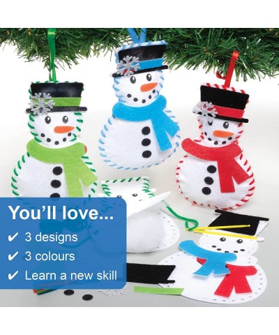 FE949 Snowman Decoration Sewing Kits - Pack of 3 Sewing Set for Children Creative Activities for Kids Ideal Christmas Arts an...