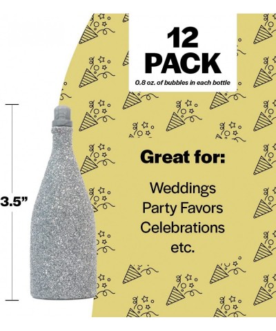 Wedding Bubbles in Glittery Silver Bottles - 12 Pack | Mini Bubbles for Wedding Anniversary Engagement Bridal Wedding Party F...