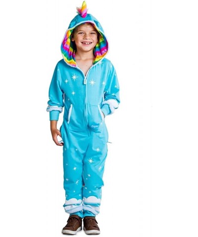 Youth Light Blue Unicorn Halloween Costume Jumpsuit with Rainbow Mane and Tail for Children $82.79 Kids' Costumes