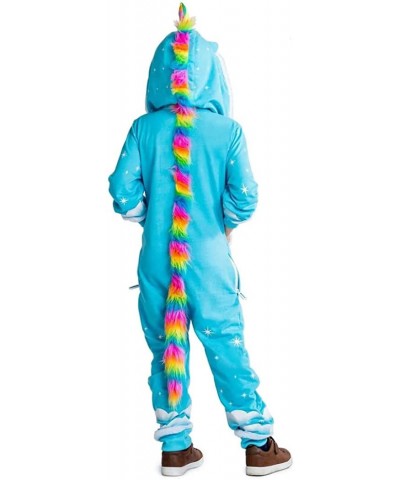 Youth Light Blue Unicorn Halloween Costume Jumpsuit with Rainbow Mane and Tail for Children $82.79 Kids' Costumes