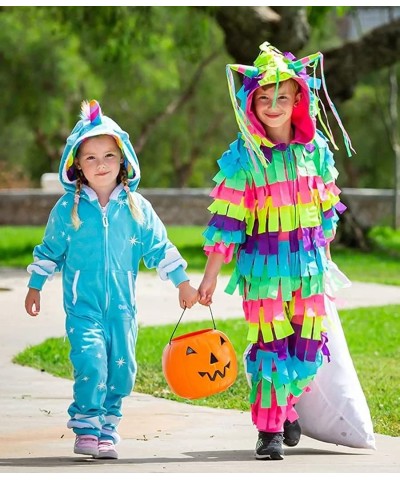 Youth Light Blue Unicorn Halloween Costume Jumpsuit with Rainbow Mane and Tail for Children $82.79 Kids' Costumes